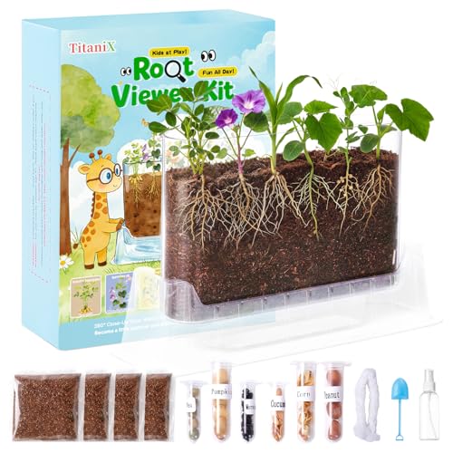 TitaniX Root Viewer Kit for Kids with 6 Seed Varieties, STEM Science Toy & Craft Growing Kits for Boys & Girls, Grow Your Own Plant for Ages 4-8 Birthday Gifts for Boy,4, 5, 6, 7, 8, Year Old