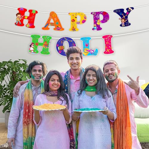 Image of Happy Holi Photo Booth Props Set (20+ Pcs) for Kids & Newborn | Festival Photoshoot Accessories, Party Decorations Cards, Colorful Holi Celebration Props