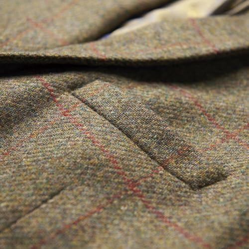 Premium Mens Green Irish Tweed Slim Fit Suit Set Groom Plaid Tuxedo Blazer Vest Pants3