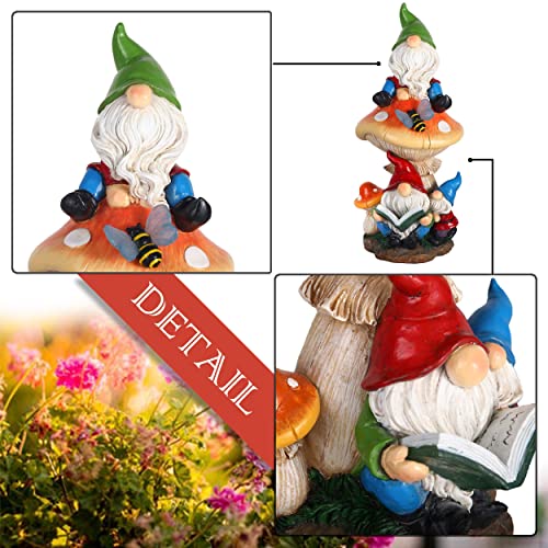 Teresa's Collections Garden Gnomes Value Bundle (2Pcs) Funny Gnomes Garden Decorations With Solar Powered Lights, Ourdoor Sculptures Figurines For Indoor Lawn Patio Yard #TOP4