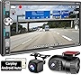Double Din Car Stereo with Dash Cam & Backup Camera - Voice Control CarPlay and Android Auto, Bluetooth, 7' HD Touchscreen, Mirror Link, Subw, SWC, AM/FM Car Radio Receiver