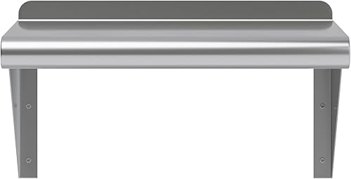 Vista 60 de AmGood Estante de pared de acero inoxidable de 60 pulgadas de largo x 8 pulgadas de profundidad Certificado NSF Estantería de metal