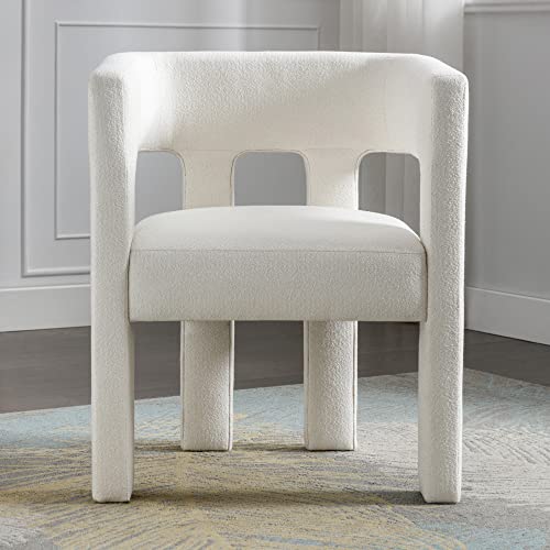 Goujxcy Modern Contemporary Dining Chair, Linen Fabric Upholstered Barrel Side Chairs Kitchen Armchair Accent Dining Chair For Living Room/Dining Room/Bedroom (Beige) #TOP30