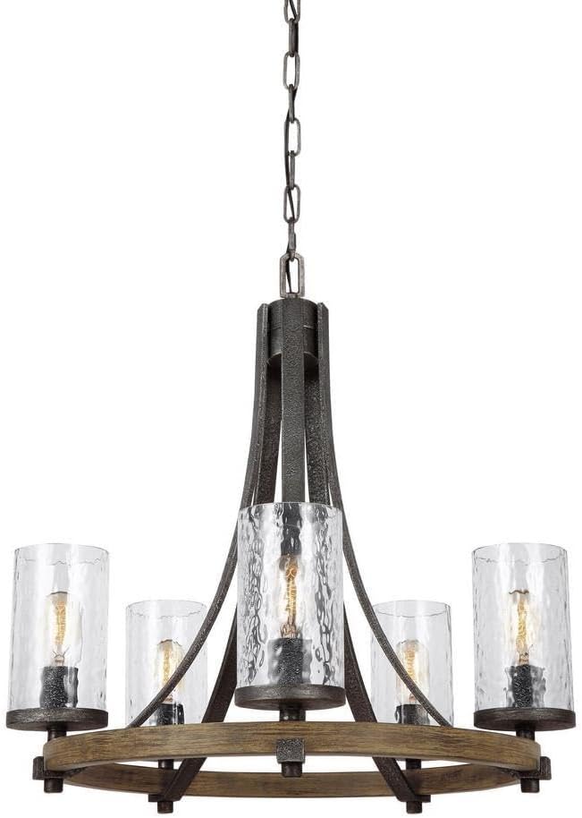 Feiss Lighting-Angelo-Chandelier 5 Light Steel in Rustic Style-24 Inch Wide by 24.5 Inch High