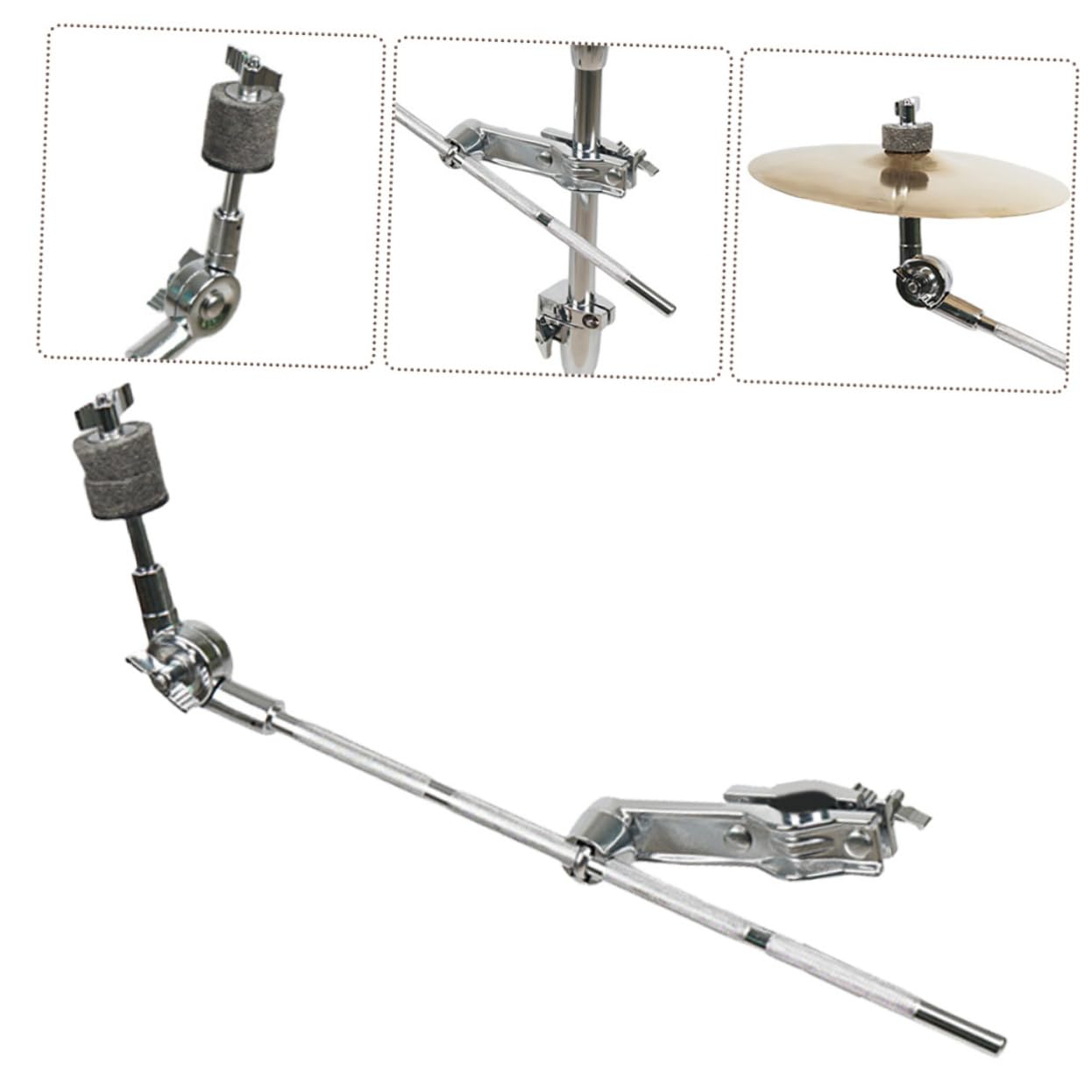 Yardwe Support de Cymbale, Accessoire de Bras Extensible en Acier Inoxydable, Fixation Facile pour Perche de Pied de Cymbale, Usage en Accessoires D’Instruments