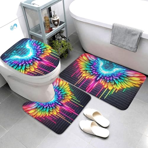 Juego de alfombras de baño de alas de ángel de neón para transformar su aseo en un oasis 4