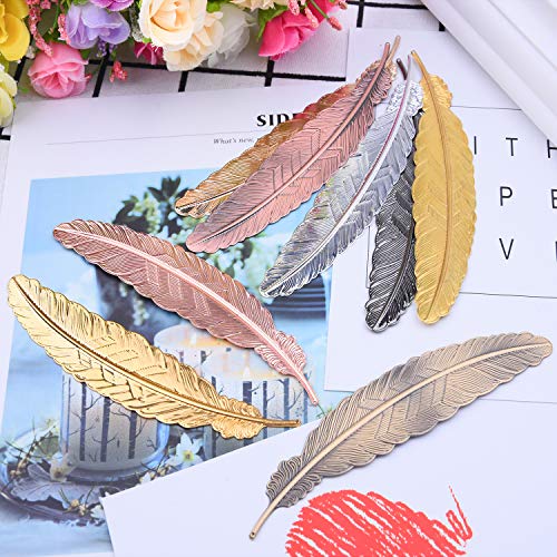 Ancefine 24 Pieces Metal Feather Bookmarks Vintage Feather Bookmarks Ornaments,Gifts For Book Lovers #TOP6