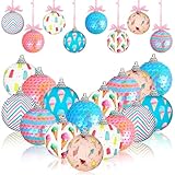 Lenwen 16 Pcs Easter Ball Ornaments 1.57 Inch He is Risen Tree Decorations Religious Decorative Hanging Ball Ornaments for Easter Tree Holiday Party Decor(Ice Cream)