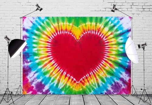 BELECO Fondo Fotográfico 7x5ft Tie Dye Heart Rainbow miniatura 3