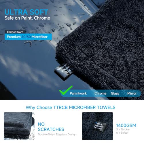 Image of TTRCB 2 Pack Car Drying Towels, 48 inch x 24 inch Extra Large Microfiber Towels for Cars, Ultra-Absorbent 70 /30 Blend, 1400 GSM, Streak Free, Twisted-Loop Drying Towels Car Detailing for SUV, RV, Truck