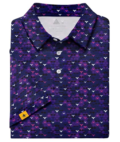 Image of ZITY Mens Golf Polo Shirts Short Sleeve UPF 50+ Performance Moisture Wicking Print Pattern Casual Collared Golf Shirt for Men