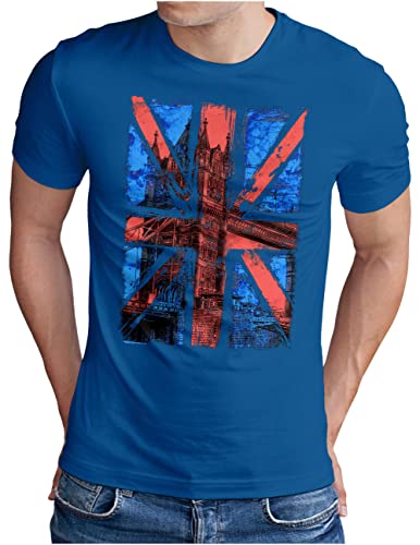 T-shirt Union Jack Tower Bridge homme bleu roi vêtement taille 4XL