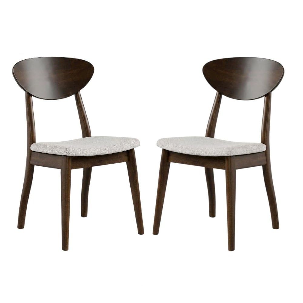 Abigail V Rich Walnut Dining Chair Set of by Starlight Canyon Home – Solid Rubberwood, Fabric, Brown, Pack of 2