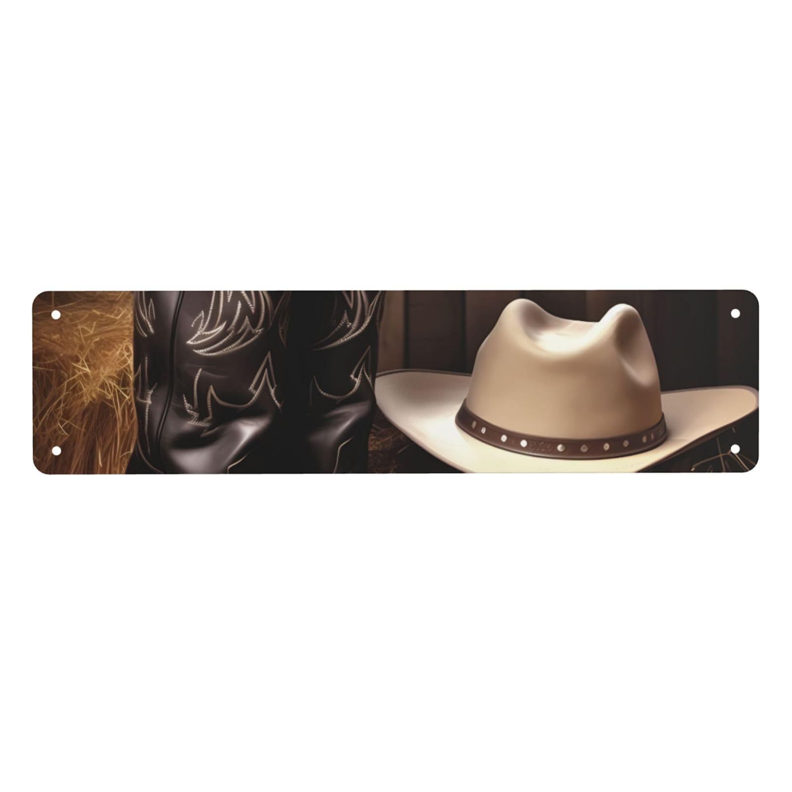 Vintage Metal Tin Signs Retro Garage Signs Stylish Wall Art Plaques for Home Decor Unique Poster 4x16 Inch Cowboy Black Hat Western Boots Metal Sign Outdoor Wall Decorations Gifts