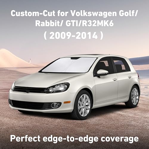 Image of EcoNour Windshield Sunshade Compatible for Volkswagen VW Golf /Rabbit /GTI / R32 MK6 2009-2012 2013 2014, Sun Visor for Front Windshield & Window Sun Shade Cover, UV Heat Protector, Car Accessories
