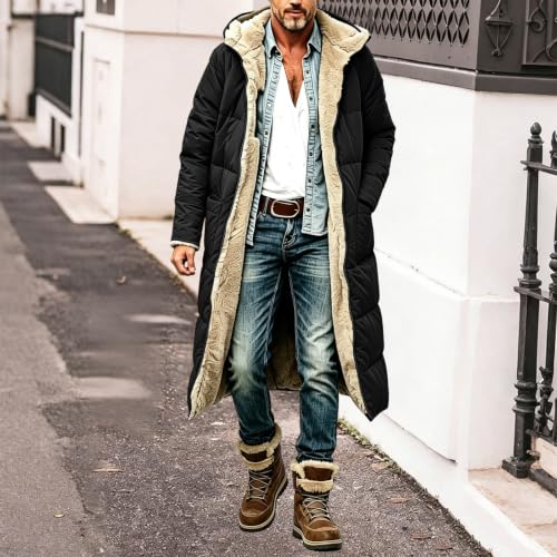 TERGHTP Men’s Sherpa Lined Puffer Jacket Fleece Hooded Zip Up Winter Coat - image 3