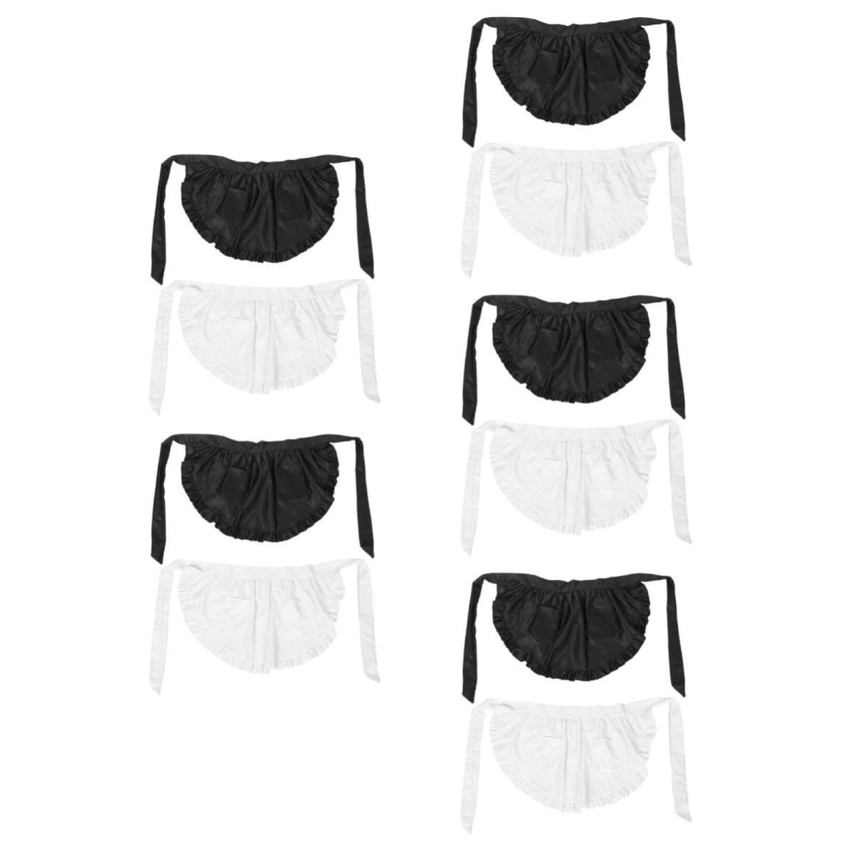 Healeved 10 Pièces Tablier Mi-long à Volants Blanc pour Femmes avec Compartiments, en Tissu Confortable, pour Cosplay Halloween et Rassemblements à Thème