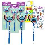 Disney Stitch Pens Set - Bundle with 3 Ballpoint Pens with Stitch Head Topper Plus Stickers and More Lilo and Stitch Office Supplies Pack