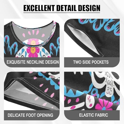 Pajama Sets Short Sleeve Colorful Sugar Skull Design Soft Cotton Summer Sleepwear 2 Piece PJS Size 5-14T3