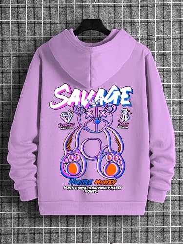 Image of Dagcros Hoodies Printed Fleece Lined Sweatshirts Casual Athletic Workout Pullover with Kangaroo Pocket for Men's