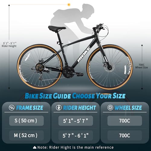 Image of DEYGIA Hybrid Bike, 24-Speed 700C Wheel Hybrid Bicycle with Dual Disc Brakes, Trigger Shifting, Internal Wiring Frame, Lightweight City Commuter Bicycle for Men Women Adult, Multiple Colors
