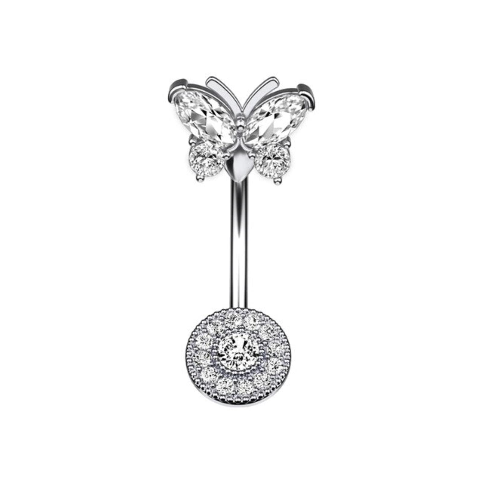 Exquisite Barbell Navel Belly Button Rings Set Butterfly Bee Crown Belly Piercing Lot 14g Cz Women Body Jewelry