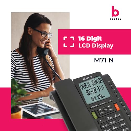 Beetel-M59-Caller-ID-Corded-Landline-Phone-with-16-Digit-LCD-Display-Adjustable-contrast10-One-Touch-Memory-Buttons2Ways-Speaker-PhoneMusic-On-HoldSolid-Build-QualityClassic-Design-WhiteM59