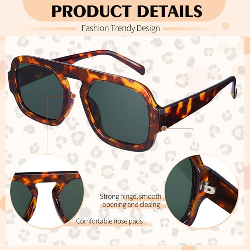 3 Pack Retro 70s Square Sunglasses for Women Men Trendy Flat Top Rectangle Sunglasses3