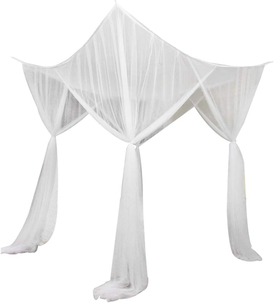 LAMF Rectangular Large Mosquito Net Fine Mesh Bed Canopy with Hanging Kit for Double Bed Curtains Perfect for Indoors and Outdoors (White)