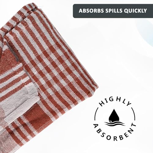 Image of ikis Cotton Kitchen Towels, 30x56 cm, Pack of 12, Striped Multicolour Dish Cloths, Quick Absorbent Cleaning Napkins