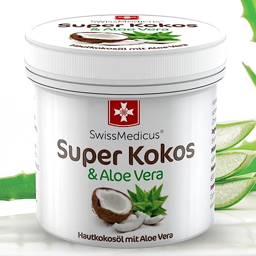 SwissMedicus Natürliche Super Coconut & Aloe Vera Rich Cream - Sanfte, feuchtigkeitsspendende Hautpflege mit reinem Kokosöl - Perfekt für die Ganzkörperbehandlung - Haar - Gesicht - Lippen - 150 ml