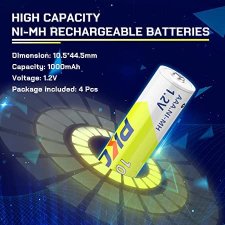 Pkcell Rechargeable Aaa Batteries,Nimh 1000Mah 1.2V Rechargeable Battery-4Count #TOP1