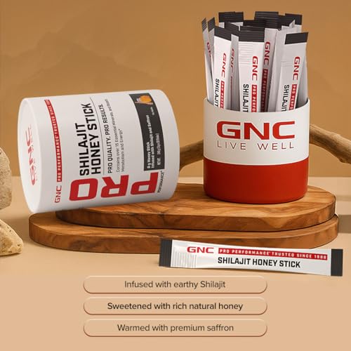 Image of GNC Shilajit Honey Stick | Ayurvedic Energy Booster with Pure Shilajit Resin, Saffron & Natural Honey | Natural Strength, Stamina & Vitality | 30 Servings | Vegetarian | 240g