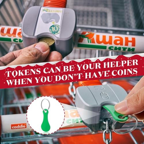 Image of Shimeyao 4 Pcs Portable Aluminum Alloy Keyring Shopping Cart Trolley Tokens Quarter Keychains Gift for Men Women Valentines