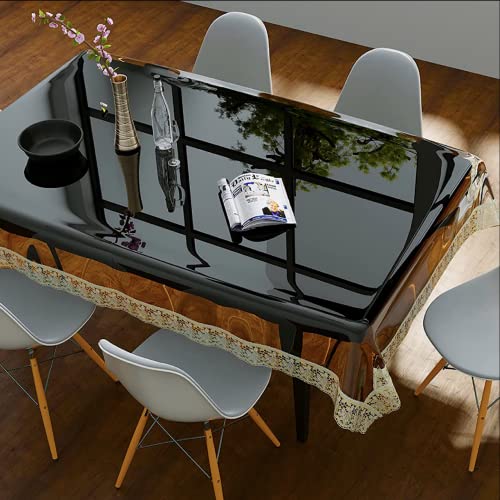 Image of Table Cloth, Center Table Cover, PVC Rectangular Table Cover, 15 mm Thick, Dining Table Cover 6 Seater for Home, Hotel, Office & Restaurant, Gold Lace (60x90 Inch)