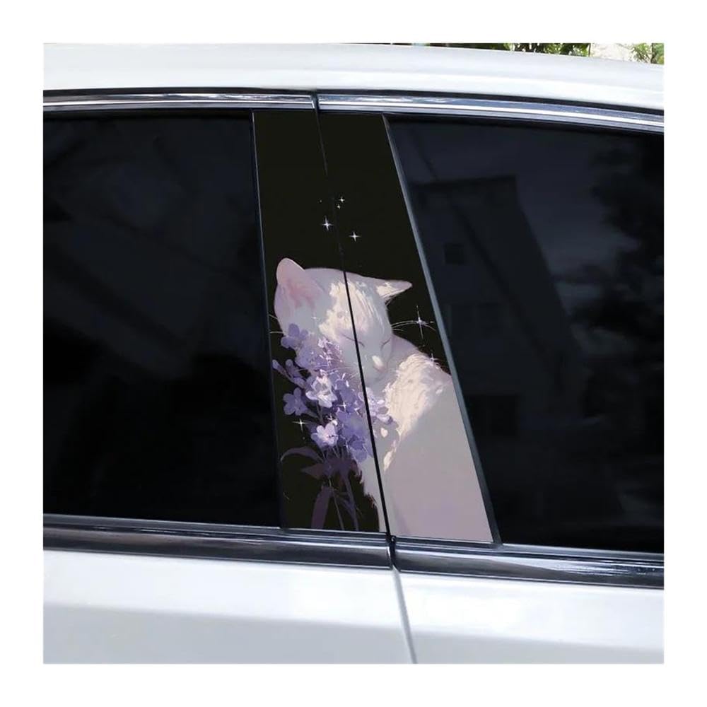 Body Parts 2pcs Car B-Pillar Decals Flower-Shaped Cat Car Center Column Stickers DIY(F)
