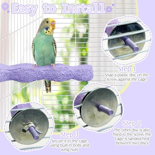 Image of PINVNBY 5 Pack Bird Perch Resin Bird Beak Grinding Stone Parrot Cage Stand Platform Foot Claws Trimmer Chew Toy Cage Accessories for Budgie Cockatiel Conure Lovebird Finch (Purple)