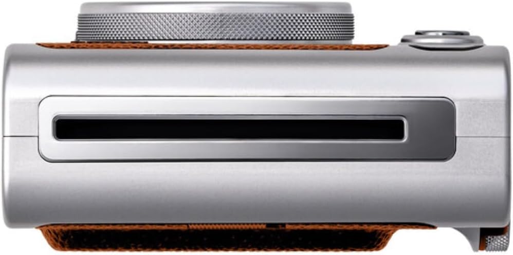 FUJIFILM INSTAX Mini EVO Hybrid Instant Camera | Brown Bundle with Fujifilm Instax Mini Instant Film | 60 Exposures + Micro-SD 32GB + Microfiber Cleaning Cloth (4 Items)