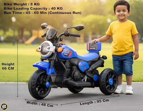 Image of Wishmaster Ride Xtreme Kids Electric Bike | 6V Rechargeable Battery Ride-On with Bluetooth, MP3 Music, LED Lights & Foot Accelerator | Safe, Durable & Fun Toy Bike for Boys & Girls (Age 1-5 Years)