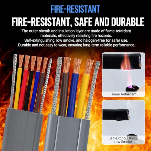 Câble plat flexible pour portails électriques extérieurs et ascenseur 100FT 5C