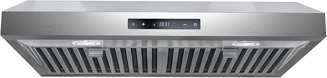 Blue Ocean 30 inch RH76 Series Stainless Steel Under Cabinet Mount Kitchen Range Hood (500 CFM with 6 Speed LED display)