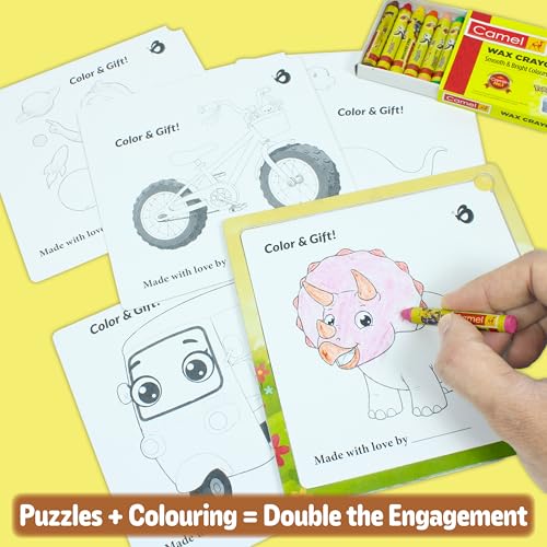 Image of Butterfly EduFields 4-in-1 Dinosaur Jigsaw Puzzle Set for Kids | 38 Pcs Brain Boosting Puzzle Toy for Boys & Girls Age 3 4 5 6 7 | Preschool Learning with Coloring Sheets | Dino Gift for Kids