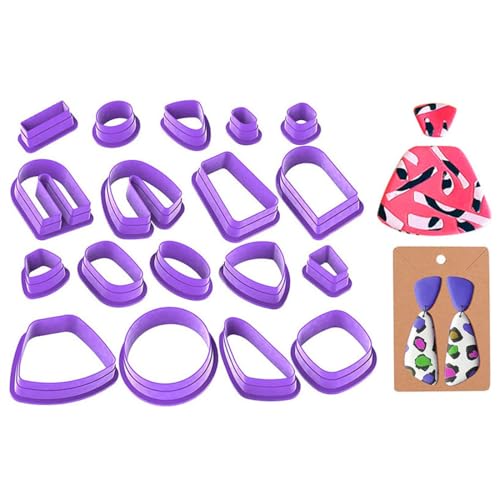 WERIGONI 18PCS moules à biscuits en argile polymère Moules à biscuits en forme d'argile polymère pour découper des formes uniques afin de créer des boucles...