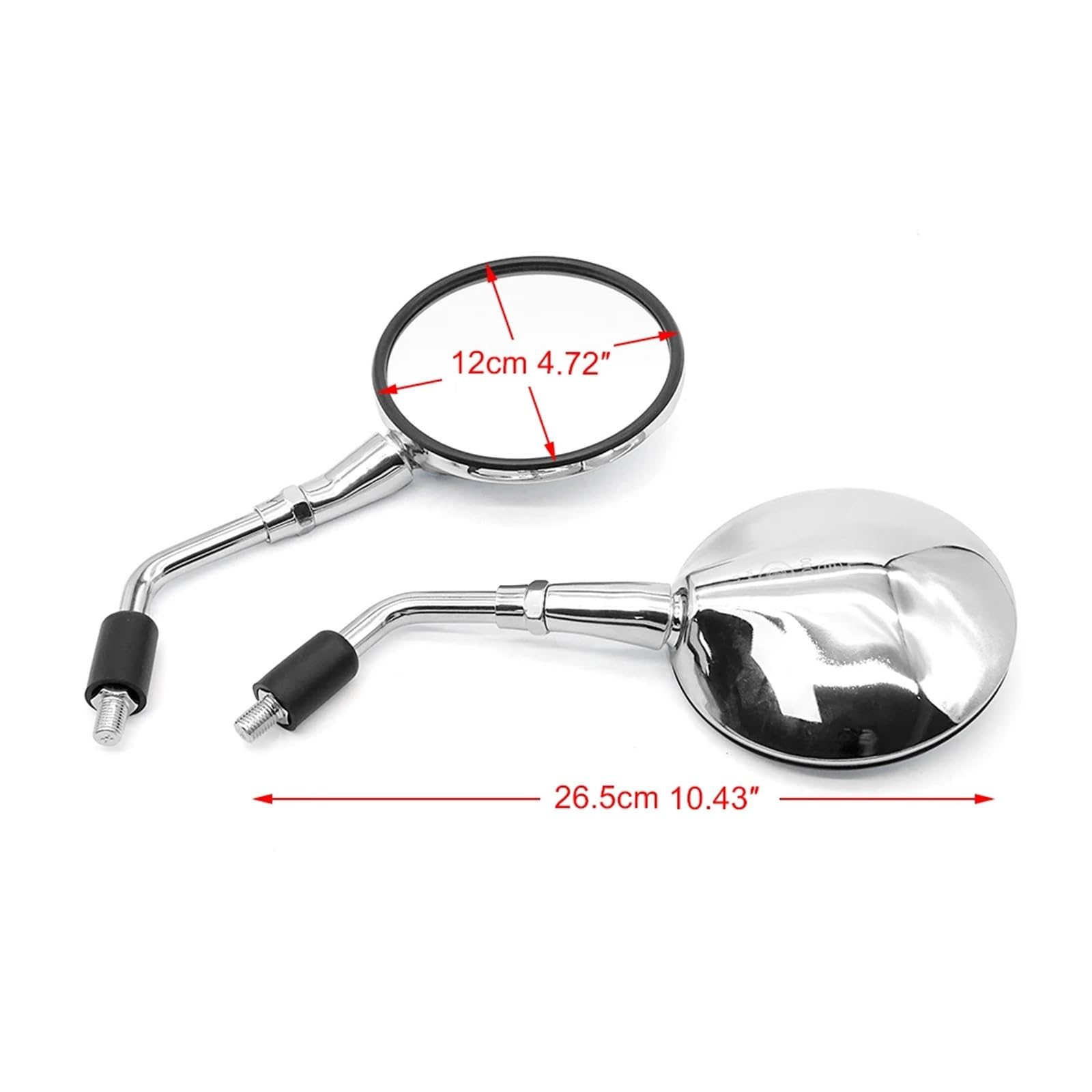 Par De Espejos Retrovisores Universales para Motocicleta, Cromados En Plata, con Rosca De 10 Mm, Redondos Y Ovalados. Espejos Retrovisores Laterales Moto
