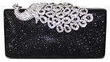 Chicastic Mesh Rhinestone Peacock Hard Box Wedding Cocktail Clutch Purse