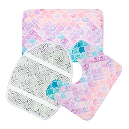 3-teiliges Meerjungfrau-Badezimmerteppich-Set, ultraweich und saugfähig, zotteliger Plüsch-Badeteppich, dick… – Bild 4