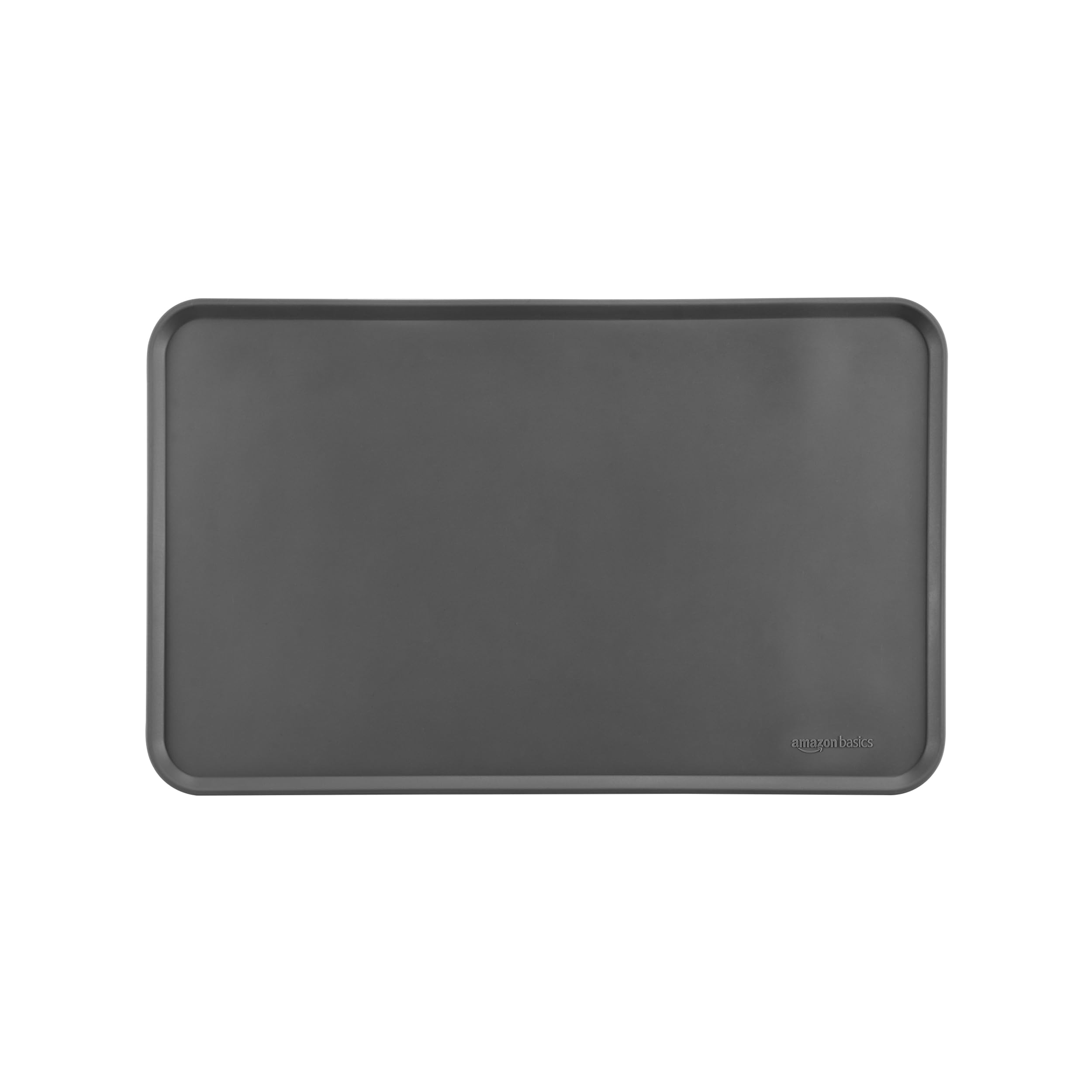 Amazon Basics Waterproof Anti-Slip Silicone Pet Food and Water Bowl Mat - 18.5 x 11.5 Inches, Gray Gray 18.5