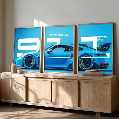 Image of kotart Big Sports Cars Framed Posters Gift Items for Boys Room Wall Decoration Bedroom Living Room Office Studio Decor | Car Poster Frame for Wall Decor Set Of 3 Size (19 X 25 inch)