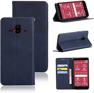 適用 らくらくスマートフォン F-52B ケース 手帳型 適用 富士通 f-52b 手帳型ケース カバー PUレザー カード収納 財布型 耐衝撃 ケース マグネット スタンド機能付き 5色 (適用 らくらくスマートフォン F-52B ケース 手帳型) (深い青)