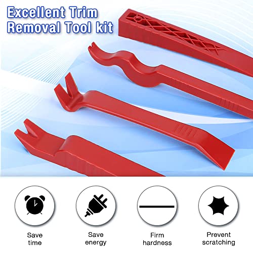 Byniiur Auto Trim Removal Tool Kit, Clip Fastener Remover Pry Tools Set, Car Panel Door Audio Trim Tool Kit, 100 Pcs Bumper Retainer Clips With Storage Bag For Car Door Panel Dashboard, Red #TOP5